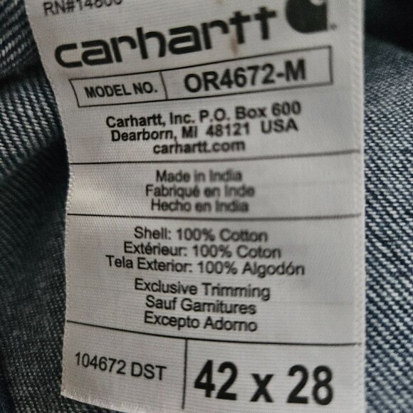 Carhartt relaxed fit blue denim men's Farm Country Western Work overalls 42 X 28 - Picture 7 of 9